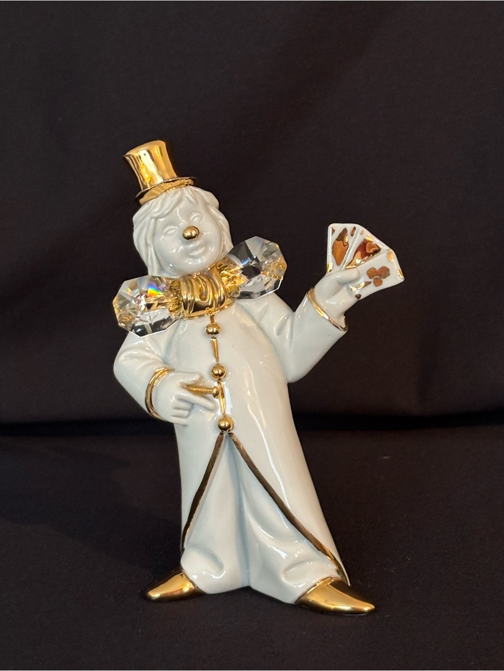 Authentic Capodimonte RG Italy Porcelain Clown Swarovski Crown N Mark Figurine